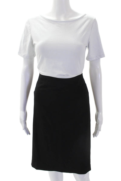 Theory Womens Wool Zip Slit Lined Pleated Pencil Skirt Black Size 08