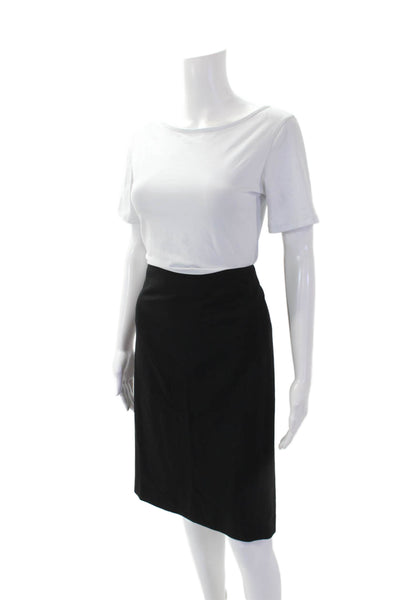 Theory Womens Wool Zip Slit Lined Pleated Pencil Skirt Black Size 08