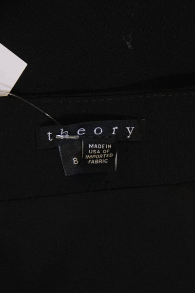 Theory Womens Wool Zip Slit Lined Pleated Pencil Skirt Black Size 08