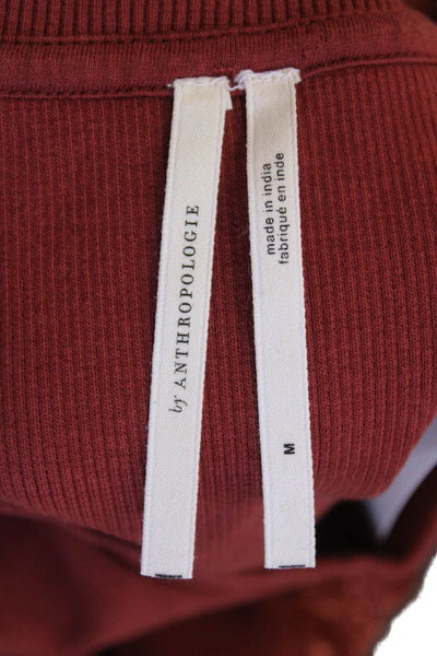 Anthropologie Womens Cotton Sleeveless Ruffled Knit Blouse Red Size M