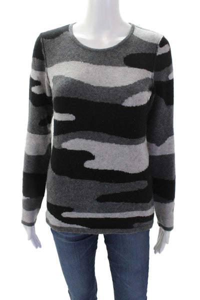 Aqua Cashmere Womens Cashmere Camouflage Print Sweater Gray Size S