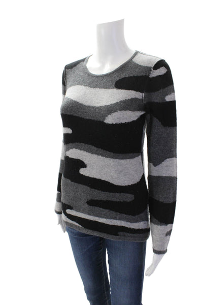 Aqua Cashmere Womens Cashmere Camouflage Print Sweater Gray Size S