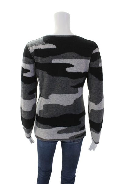 Aqua Cashmere Womens Cashmere Camouflage Print Sweater Gray Size S