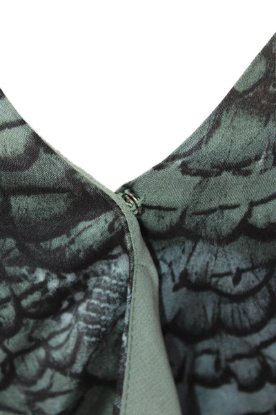 Scotch & Soda Womens V Neck Tie Waist Wide Leg Jumpsuit Green Size 34