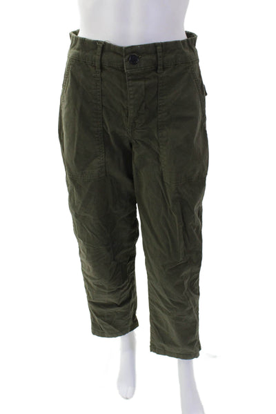 Sanctuary Womens Button Fly Mid Rise Straight Leg Twill Pants Green Size 27