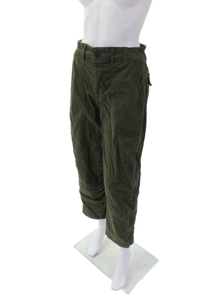 Sanctuary Womens Button Fly Mid Rise Straight Leg Twill Pants Green Size 27