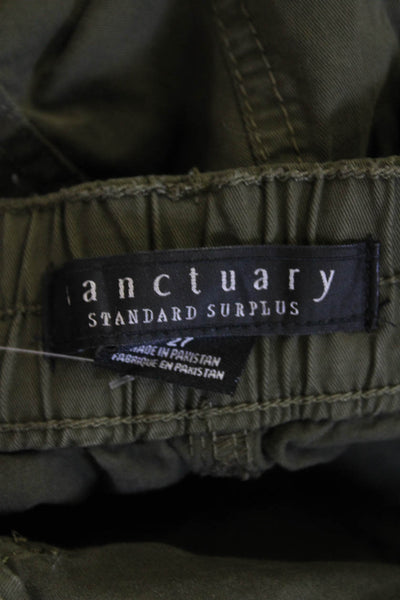 Sanctuary Womens Button Fly Mid Rise Straight Leg Twill Pants Green Size 27
