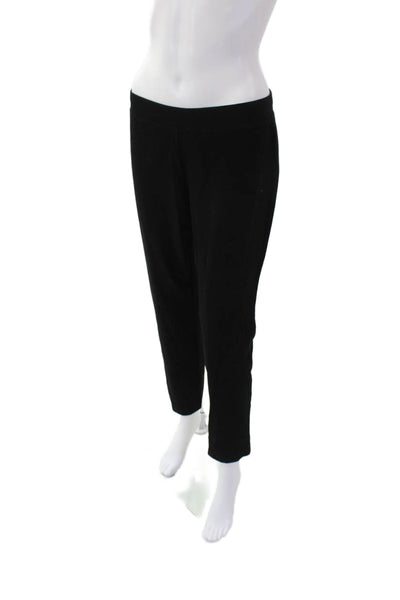 Eileen Fisher Womens Elastic Waistband Mid Rise Knit Pants Black Size Large