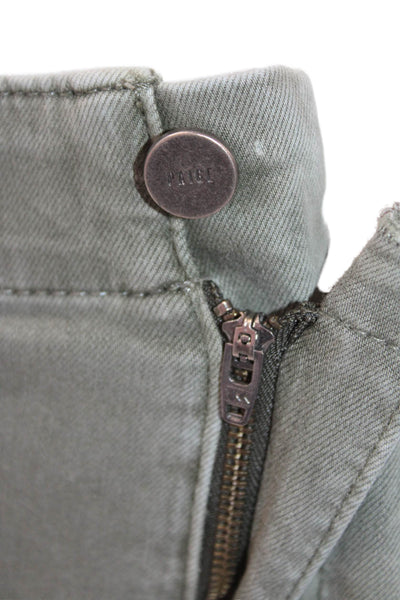 Paige Womens Zipper Fly Mid Rise Zip Ankle Cropped Pants Green Cotton Size 28