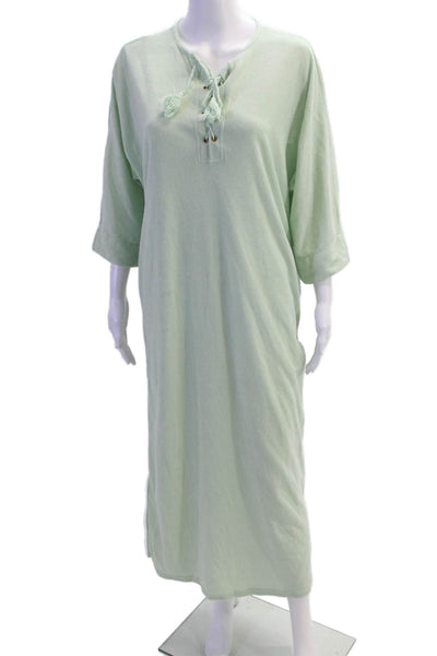 BLANK Womens Cotton Long Sleeve Lace Up Knit Sweater Dress Green Size M