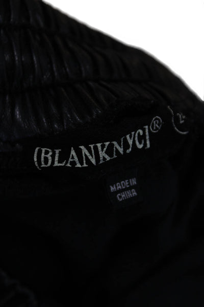 BLANKNYC Womens Faux Leather High Rise Drawstring Jogger Pants Black Size 24