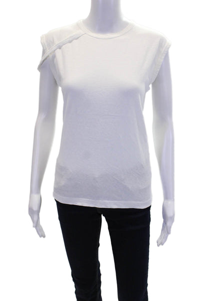 Helmut Lang Womens Sleeveless Crew Neck Tank Top White Cotton Size Small