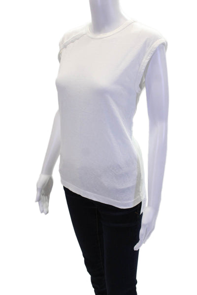 Helmut Lang Womens Sleeveless Crew Neck Tank Top White Cotton Size Small