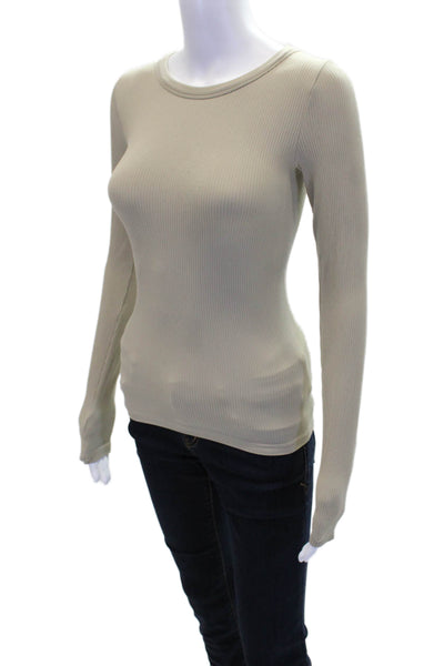 Sunday Best Womens Ribbed Crew Neck Long Sleeve Basic Top Brown Size XS