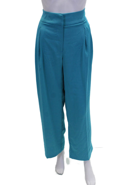 House of Harlow 1960 Womens High Rise Pleated Straight Leg Pants Blue Size 8