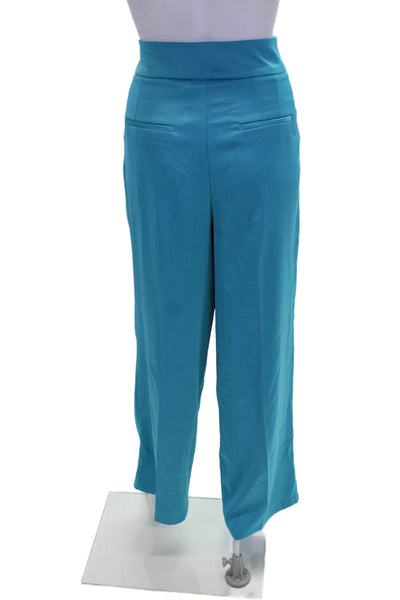 House of Harlow 1960 Womens High Rise Pleated Straight Leg Pants Blue Size 8