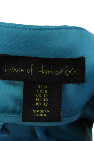 House of Harlow 1960 Womens High Rise Pleated Straight Leg Pants Blue Size 8
