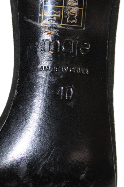 Maje Womens Suede Leather Ankle Strap Heels Sandals Shoes Black Size 10
