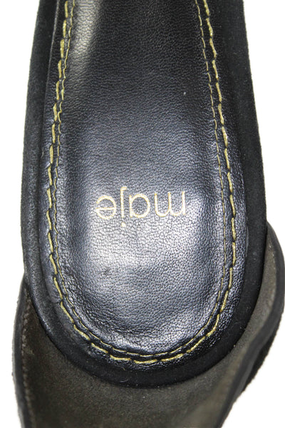 Maje Womens Suede Leather Ankle Strap Heels Sandals Shoes Black Size 10