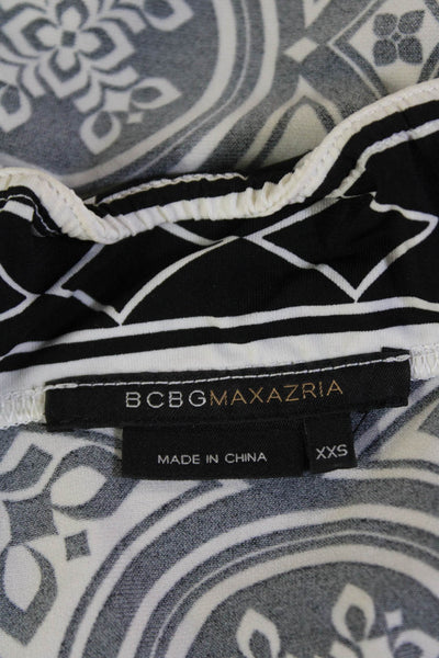 BCBGMAXAZRIA Womens Floral Keyhole Halter Neck Blouse Blakc Size XXS