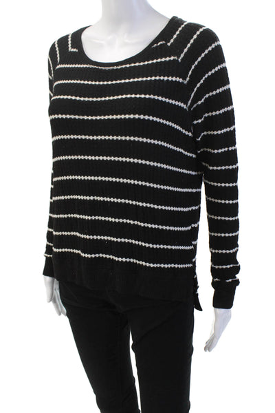 Velvet by Graham & Spencer Womens Long Sleeve Striped Knit Top Black Size P