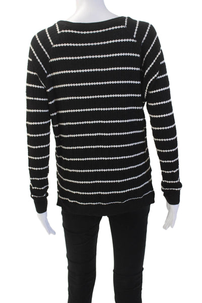 Velvet by Graham & Spencer Womens Long Sleeve Striped Knit Top Black Size P