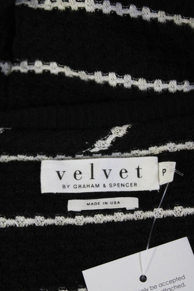 Velvet by Graham & Spencer Womens Long Sleeve Striped Knit Top Black Size P