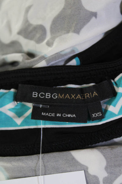 BCBGMAXAZRIA Womens Keyhole Halter Neck Floral Blouse Black Size XXS