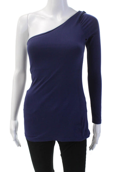 Susana Monaco Womens Long Sleeve One Shoulder Top Blue Size XS