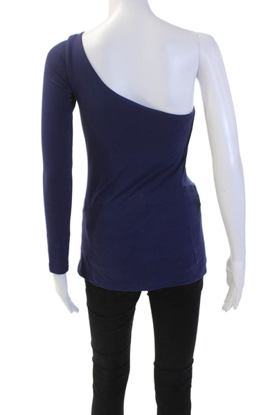 Susana Monaco Womens Long Sleeve One Shoulder Top Blue Size XS