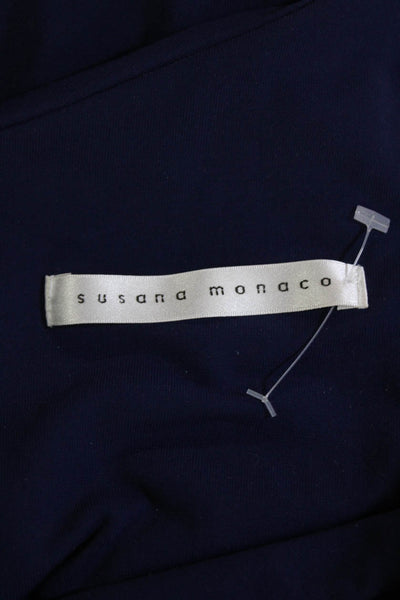 Susana Monaco Womens Long Sleeve One Shoulder Top Blue Size XS