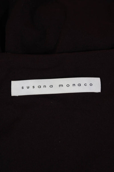 Susana Monaco Womens Long Sleeve V Neck Off Shoulder Blouse Purple Size XS