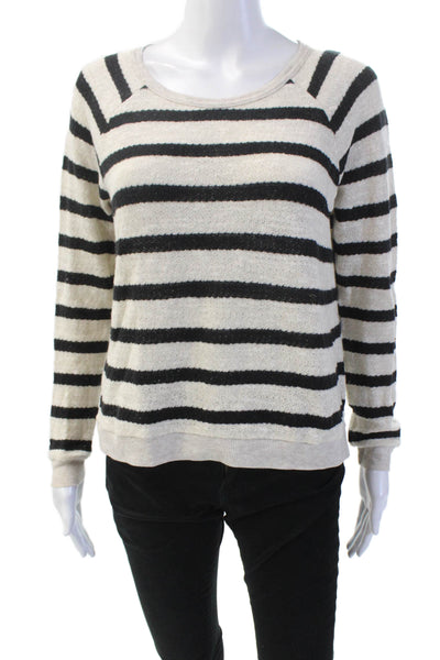 Madewell Womens Cotton Long Sleeve Striped Knit Top Beige Size XS