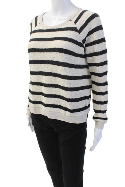 Madewell Womens Cotton Long Sleeve Striped Knit Top Beige Size XS