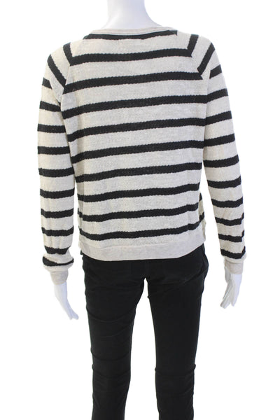 Madewell Womens Cotton Long Sleeve Striped Knit Top Beige Size XS