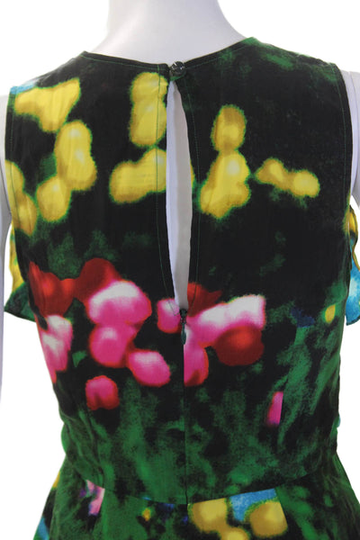 Tracy Reese Womens V Neck Ruffle Trim Tie waist Romper Multi Size 0