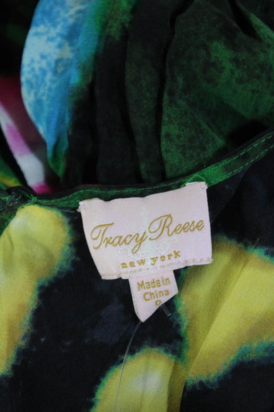 Tracy Reese Womens V Neck Ruffle Trim Tie waist Romper Multi Size 0