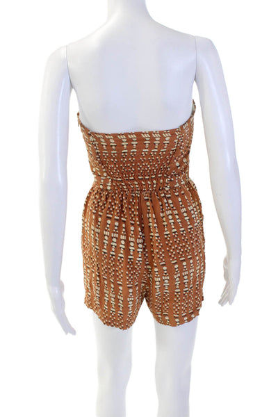 Charlie Jade Womens Silk Pleated Sweetheart Romper Orange Size XS