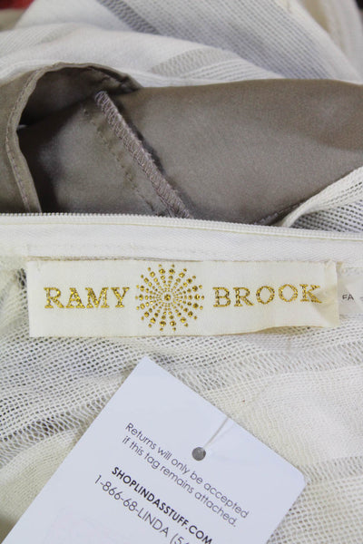 Ramy Brook Womens V Neck Striped Open Back Sleeveless Romper White Size XS