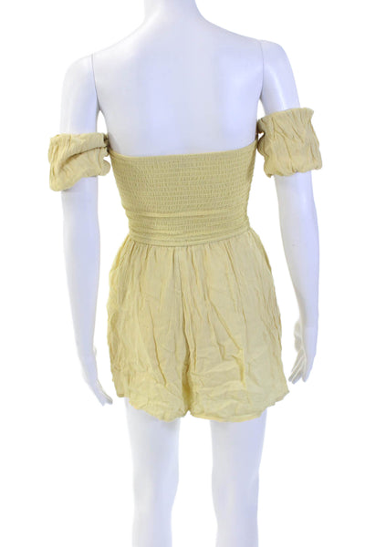 Amuse Society Womens Smocked Off Shoulder Romper Yellow Size XS