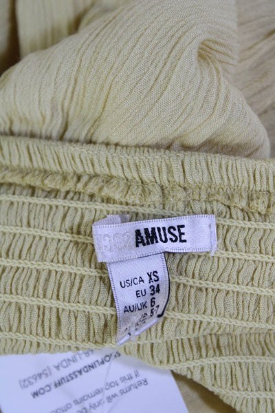 Amuse Society Womens Smocked Off Shoulder Romper Yellow Size XS