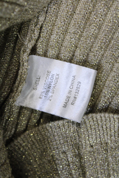 Superdown Womens Ribbed Halter Neck Sleeveless Tank Top Glittery Gold Size XS