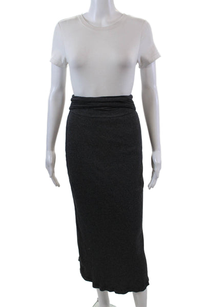 Standard James Perse Womens Cotton Ribbed Ruched Maxi Skirt Gray Size 0