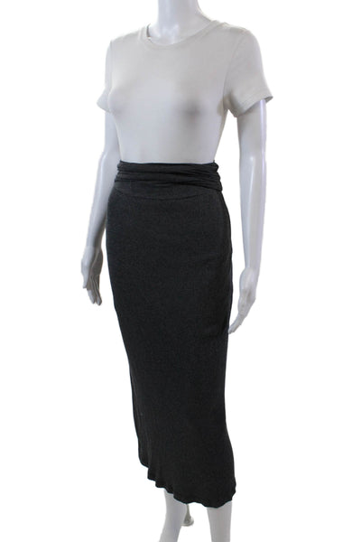 Standard James Perse Womens Cotton Ribbed Ruched Maxi Skirt Gray Size 0