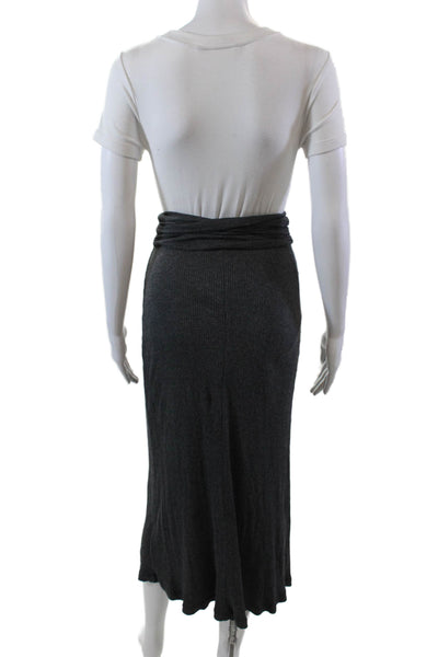 Standard James Perse Womens Cotton Ribbed Ruched Maxi Skirt Gray Size 0