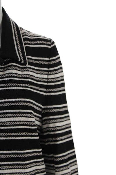 St. John Collection By Marie Gray Womens Striped Cardigan Black White Size 10