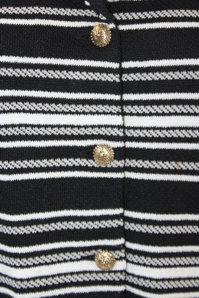 St. John Collection By Marie Gray Womens Striped Cardigan Black White Size 10