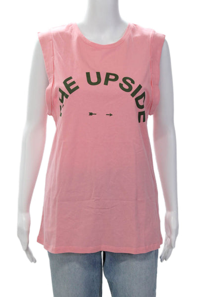 The Upside Womens Organic Cotton Graphic Sleeveless Tank Top Pink Size 6