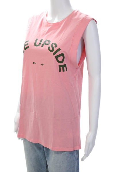 The Upside Womens Organic Cotton Graphic Sleeveless Tank Top Pink Size 6