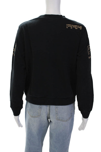 PE Nation Womens Cotton Long Sleeve Pullover Crew Neck Sweatshirt Black Size S